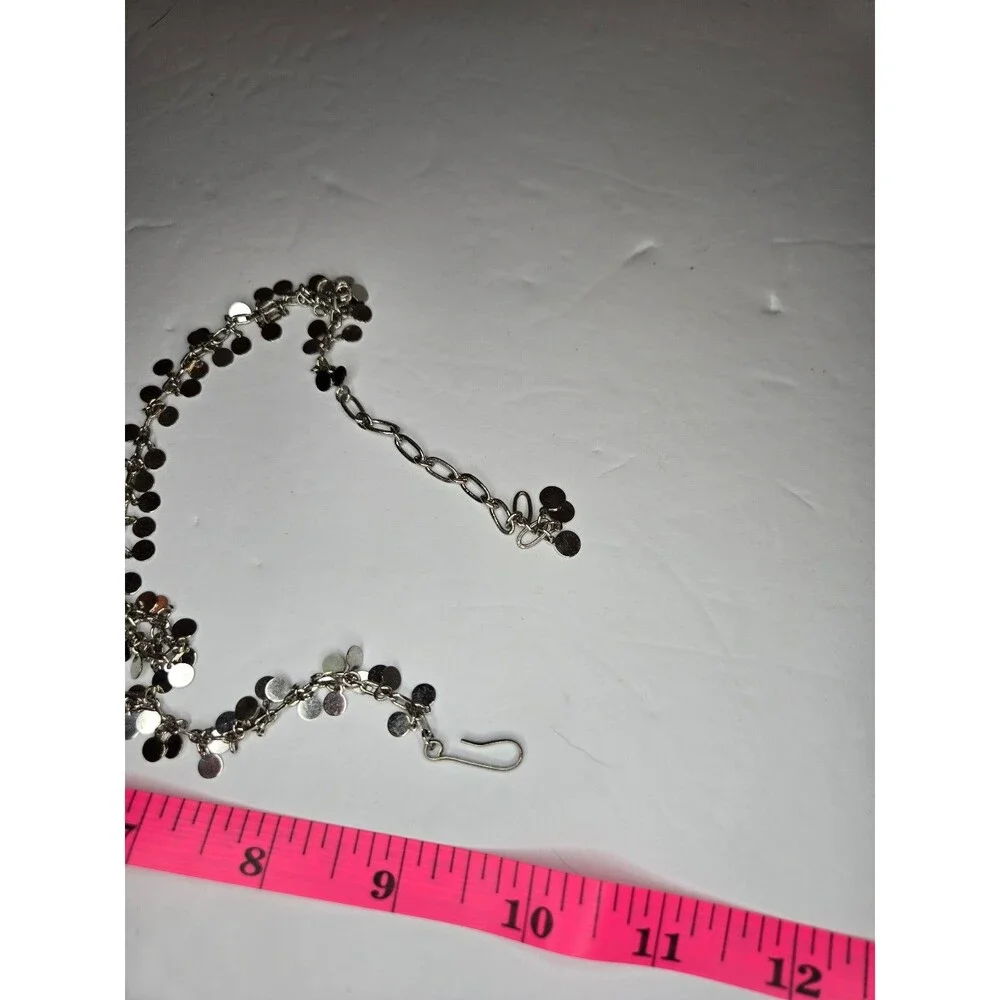 Silver Tone Necklace Circular Charms Hook Closure - Picture 6 of 6